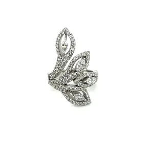 14K Diamond White Gold Marquis And Round Cut Diamond