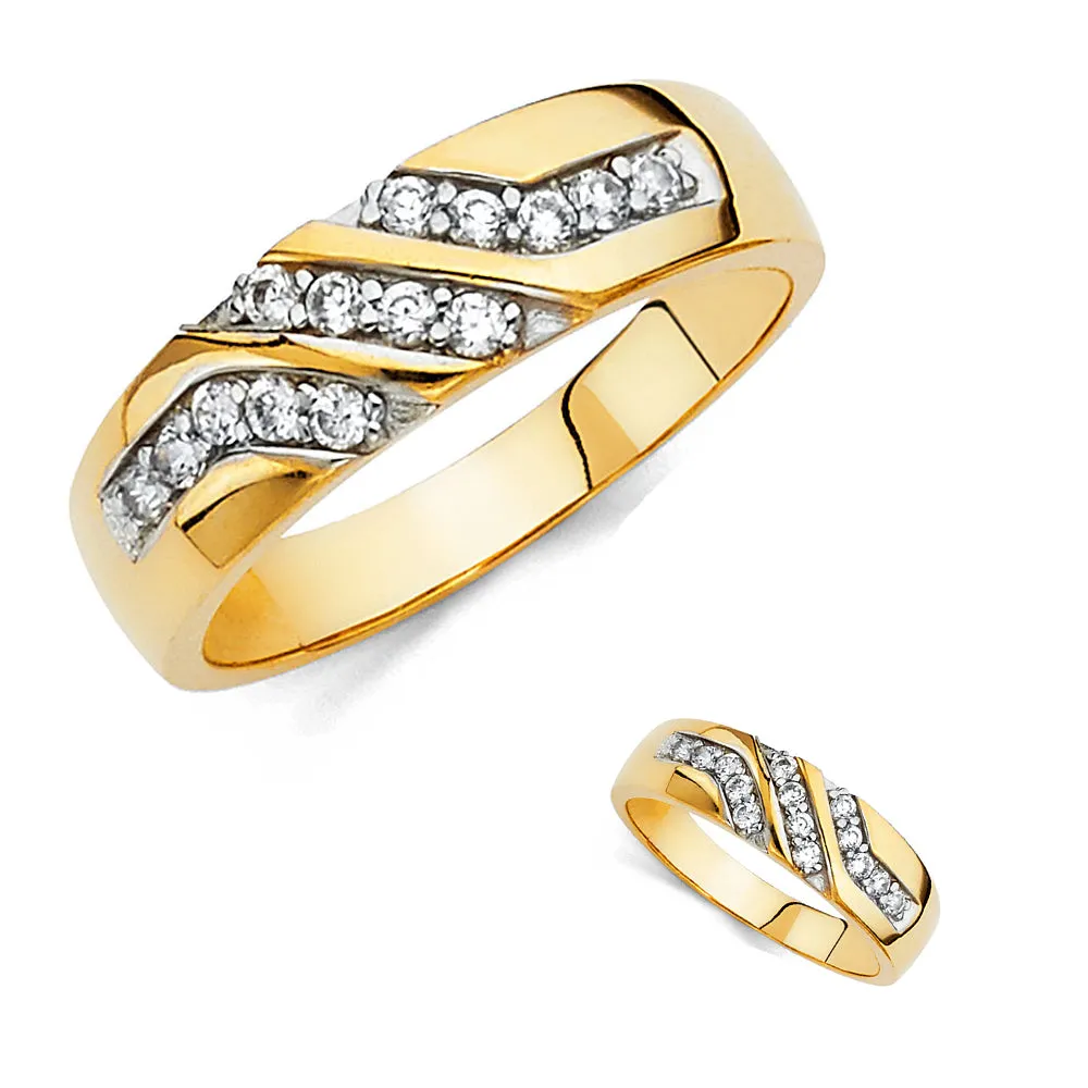 14K Yellow Gold Cubic Zirconia Men's Band