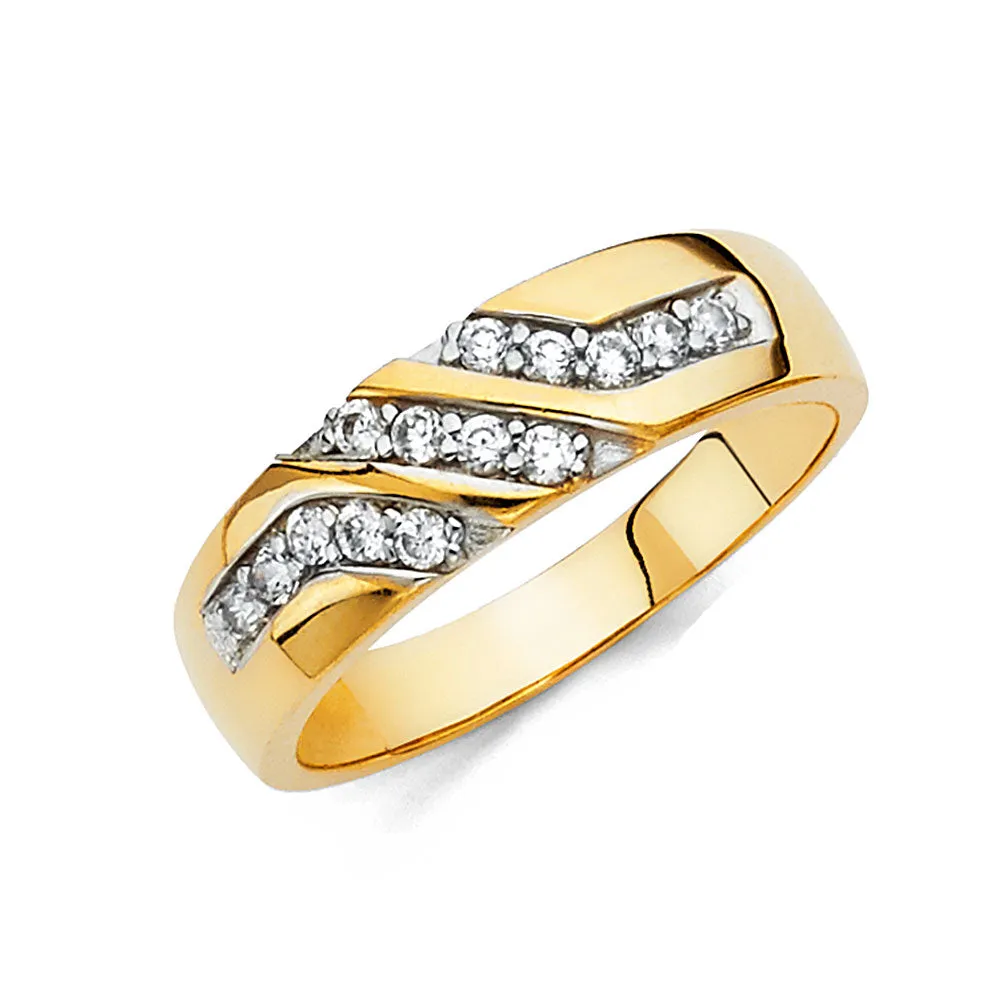 14K Yellow Gold Cubic Zirconia Men's Band