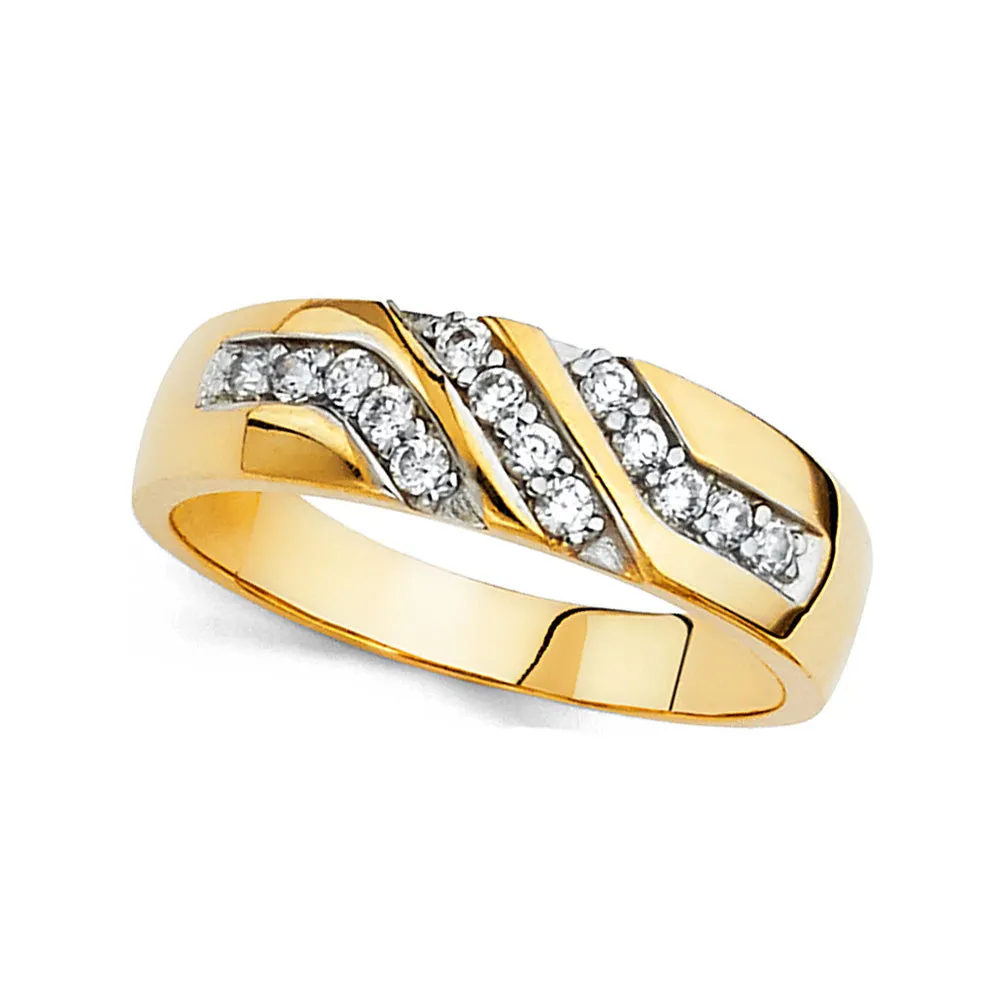 14K Yellow Gold Cubic Zirconia Men's Band