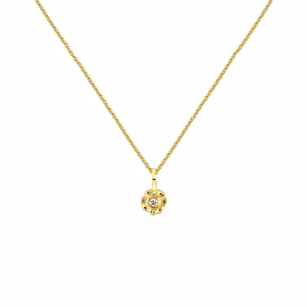 18 Karat Yellow Gold Flora charm with Diamond