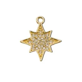 19mm Gold Plated with Clear Crystals Starburst Charm