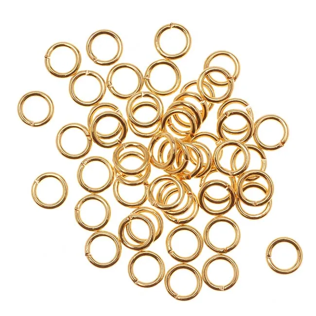 22K Gold Plated Open Jump Rings 6mm 18 Gauge (50 pcs)