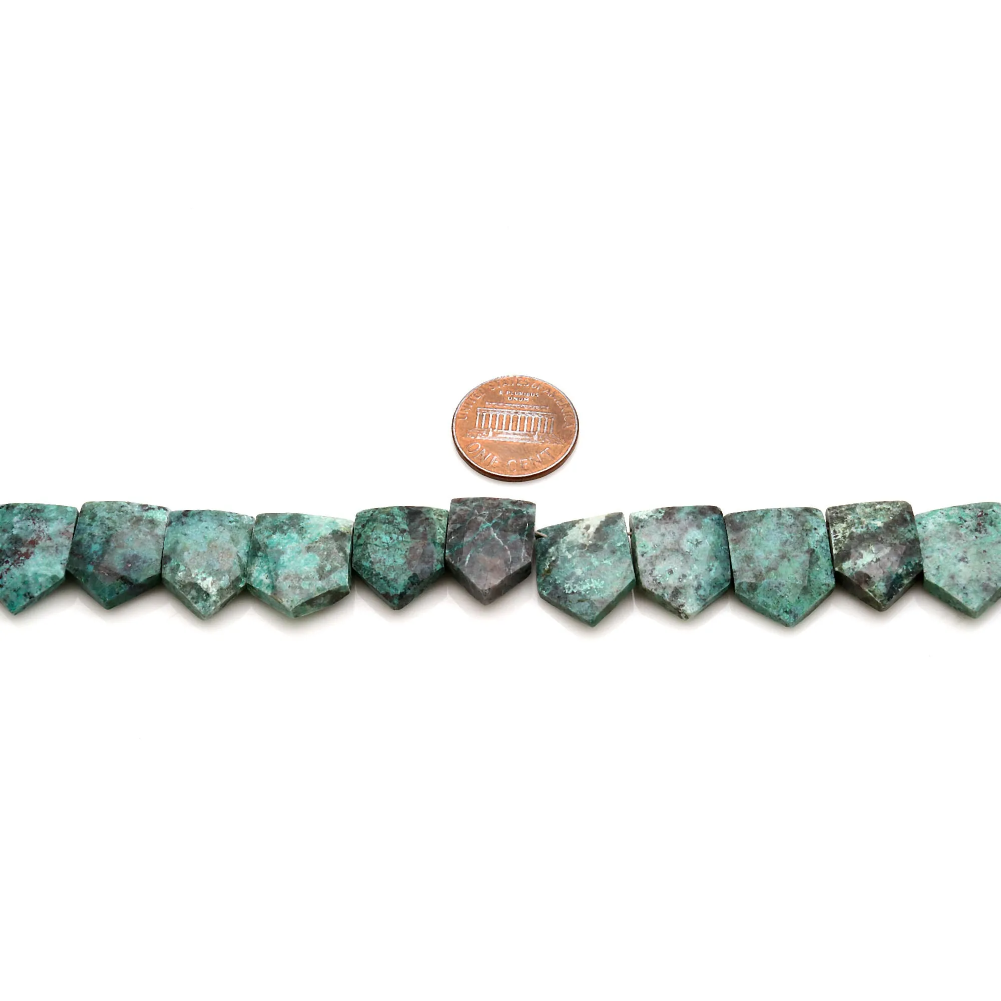 African Turquoise Pentagon Beads, 8 Inch Gemstone Strands, Drilled Strung Briolette Beads, Pentagon Shape, 19x13mm