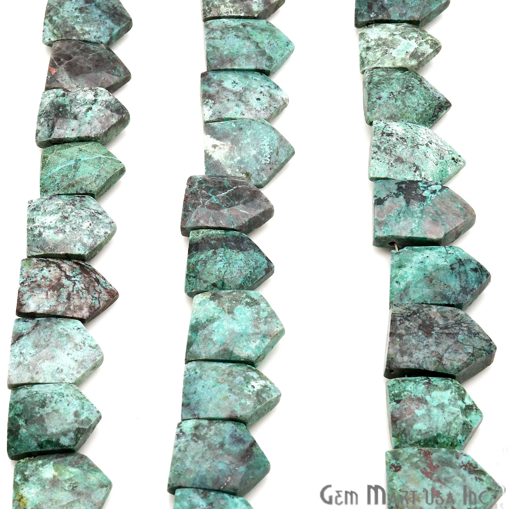African Turquoise Pentagon Beads, 8 Inch Gemstone Strands, Drilled Strung Briolette Beads, Pentagon Shape, 19x13mm