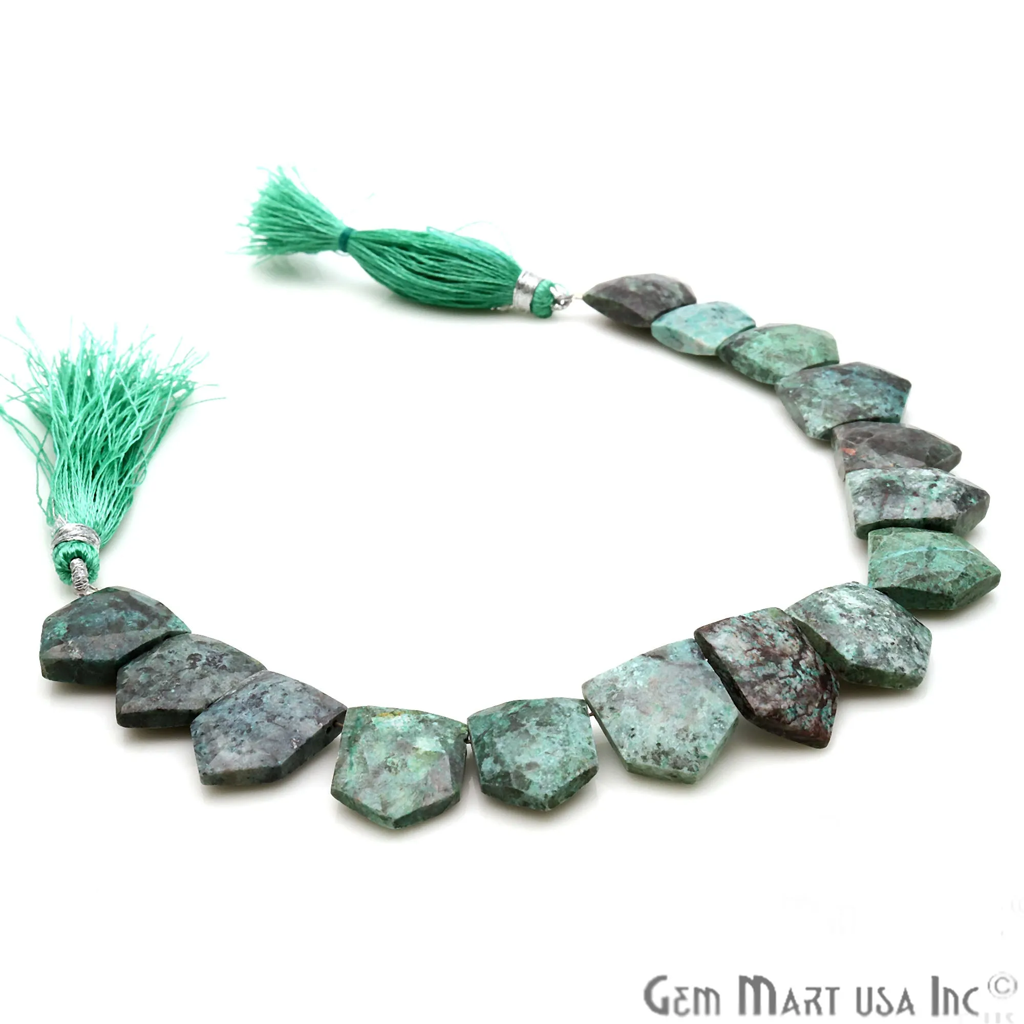 African Turquoise Pentagon Beads, 8 Inch Gemstone Strands, Drilled Strung Briolette Beads, Pentagon Shape, 19x13mm