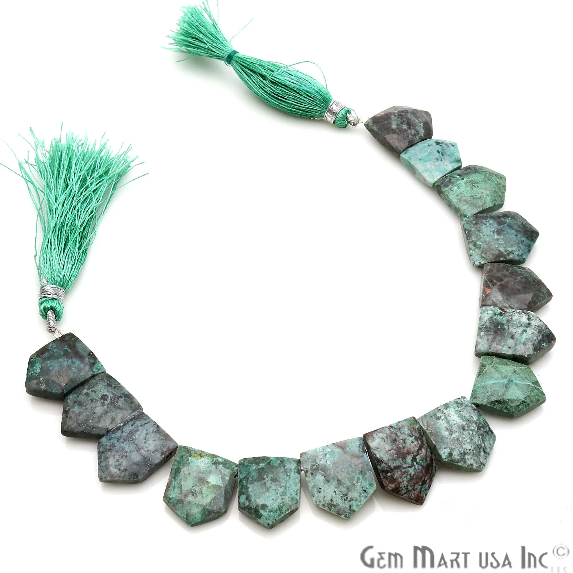African Turquoise Pentagon Beads, 8 Inch Gemstone Strands, Drilled Strung Briolette Beads, Pentagon Shape, 19x13mm