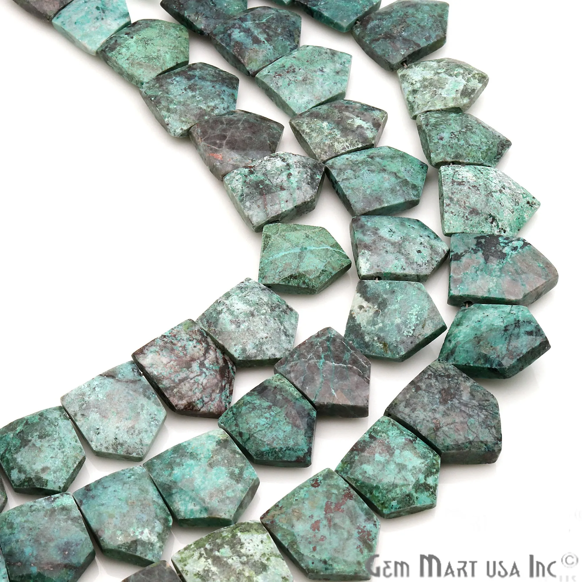 African Turquoise Pentagon Beads, 8 Inch Gemstone Strands, Drilled Strung Briolette Beads, Pentagon Shape, 19x13mm