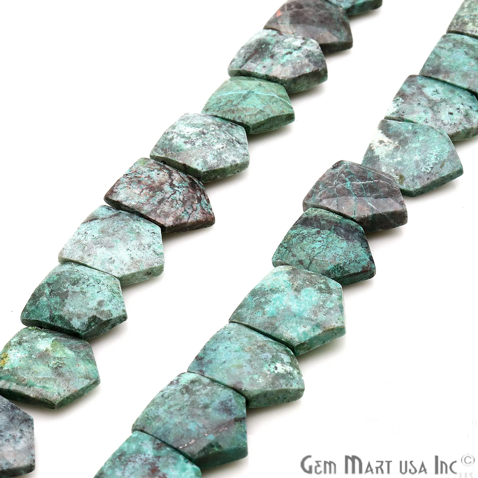 African Turquoise Pentagon Beads, 8 Inch Gemstone Strands, Drilled Strung Briolette Beads, Pentagon Shape, 19x13mm