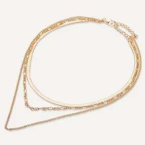 Alesha Multi Chain Short Necklace In Gold-Tone