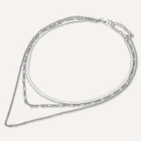 Alesha Multi Chain Short Necklace In Silver-Tone