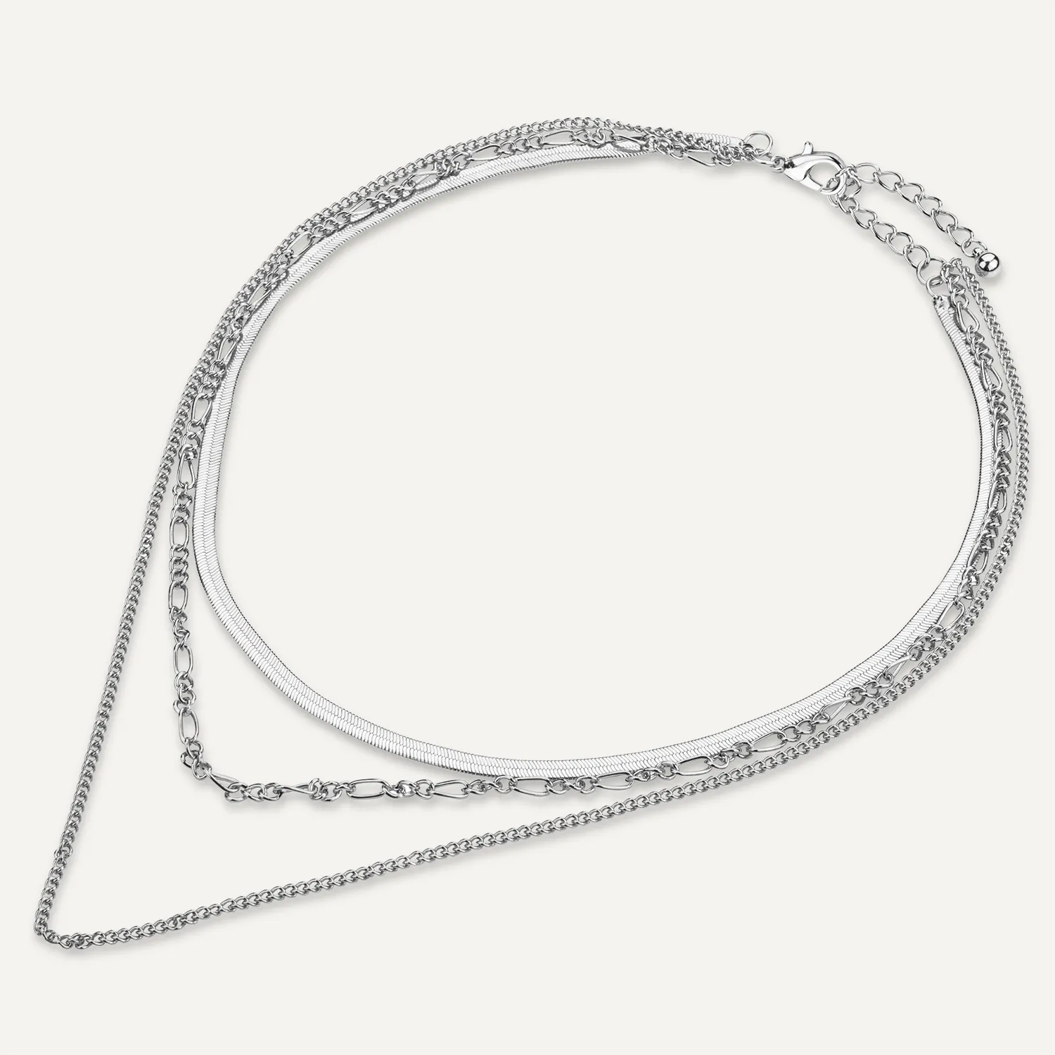 Alesha Multi Chain Short Necklace In Silver-Tone