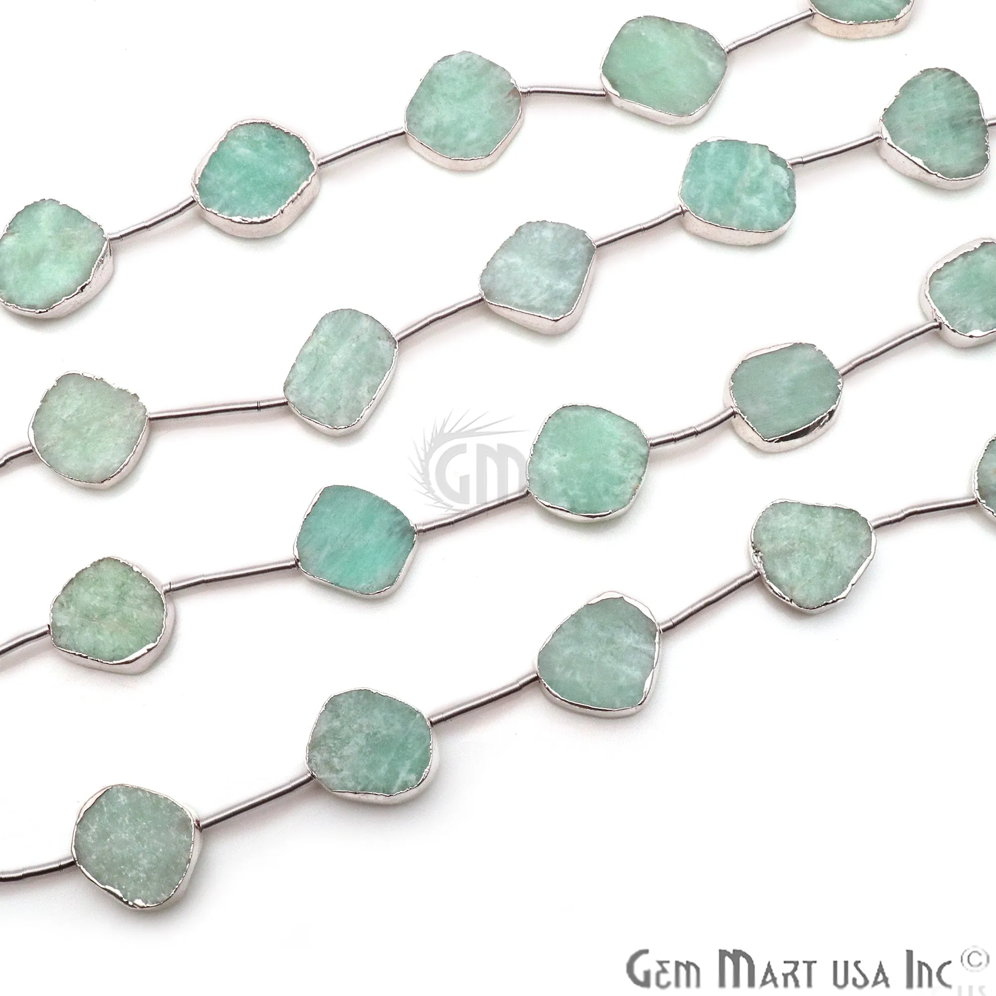 Amazonite Rough Beads, 9 Inch Gemstone Strands, Drilled Strung Briolette Beads, Free Form, 18x15mm