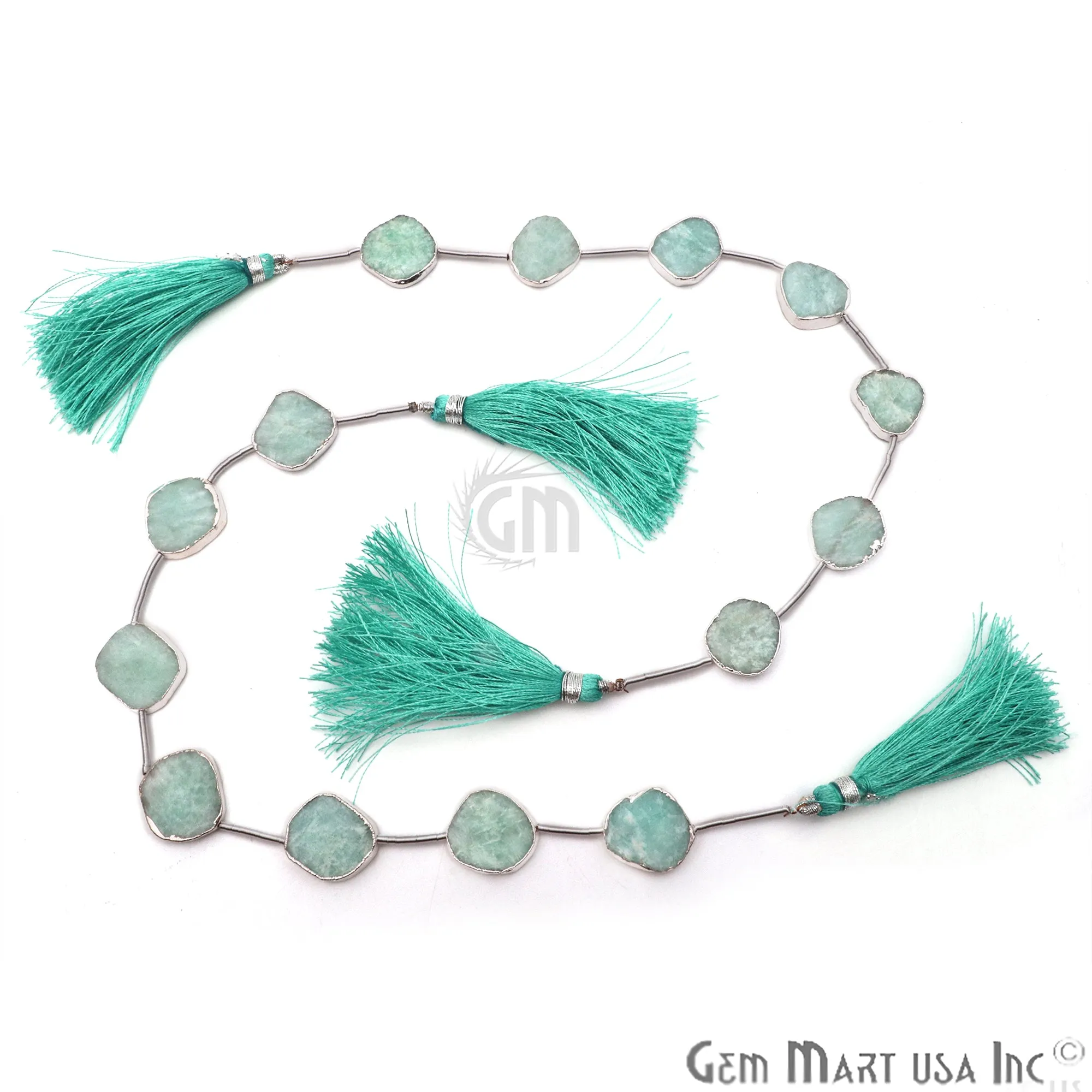 Amazonite Rough Beads, 9 Inch Gemstone Strands, Drilled Strung Briolette Beads, Free Form, 18x15mm