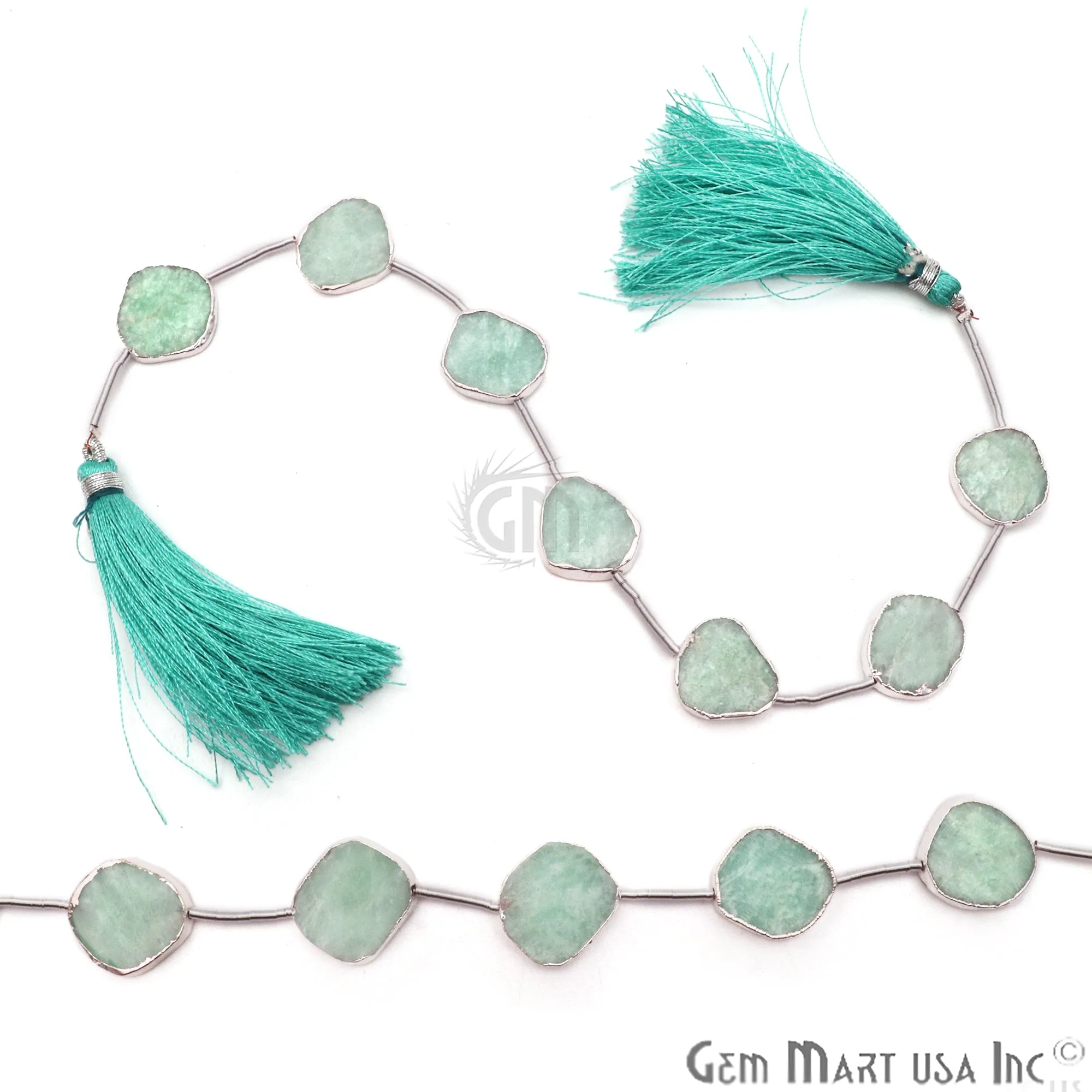 Amazonite Rough Beads, 9 Inch Gemstone Strands, Drilled Strung Briolette Beads, Free Form, 18x15mm