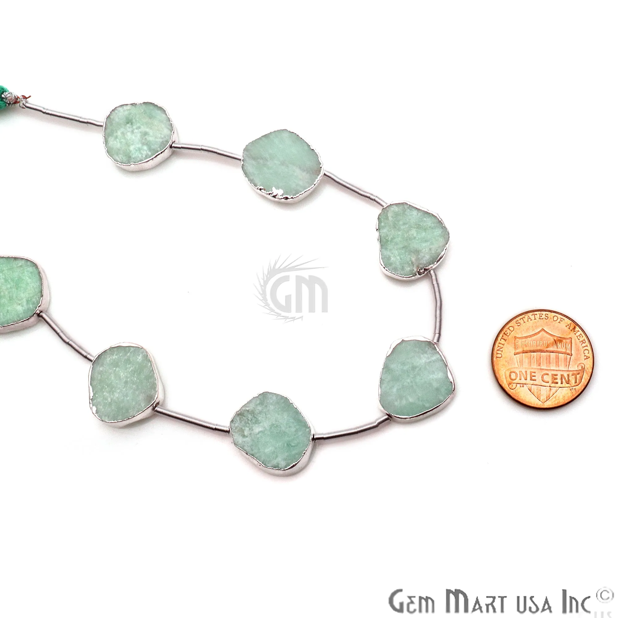 Amazonite Rough Beads, 9 Inch Gemstone Strands, Drilled Strung Briolette Beads, Free Form, 18x15mm