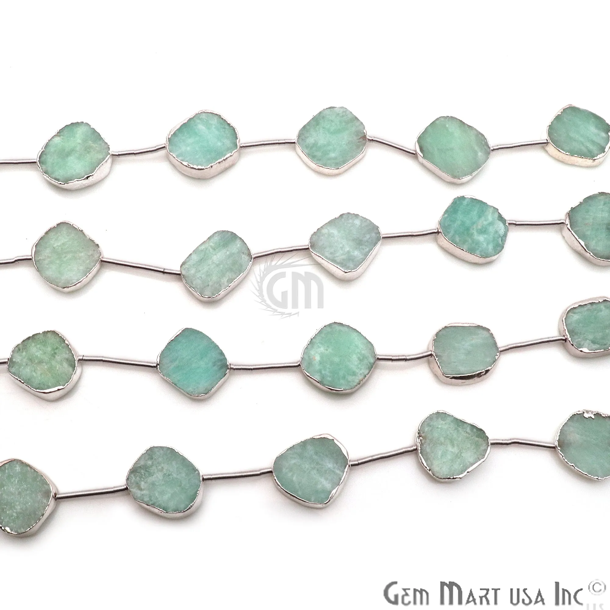 Amazonite Rough Beads, 9 Inch Gemstone Strands, Drilled Strung Briolette Beads, Free Form, 18x15mm