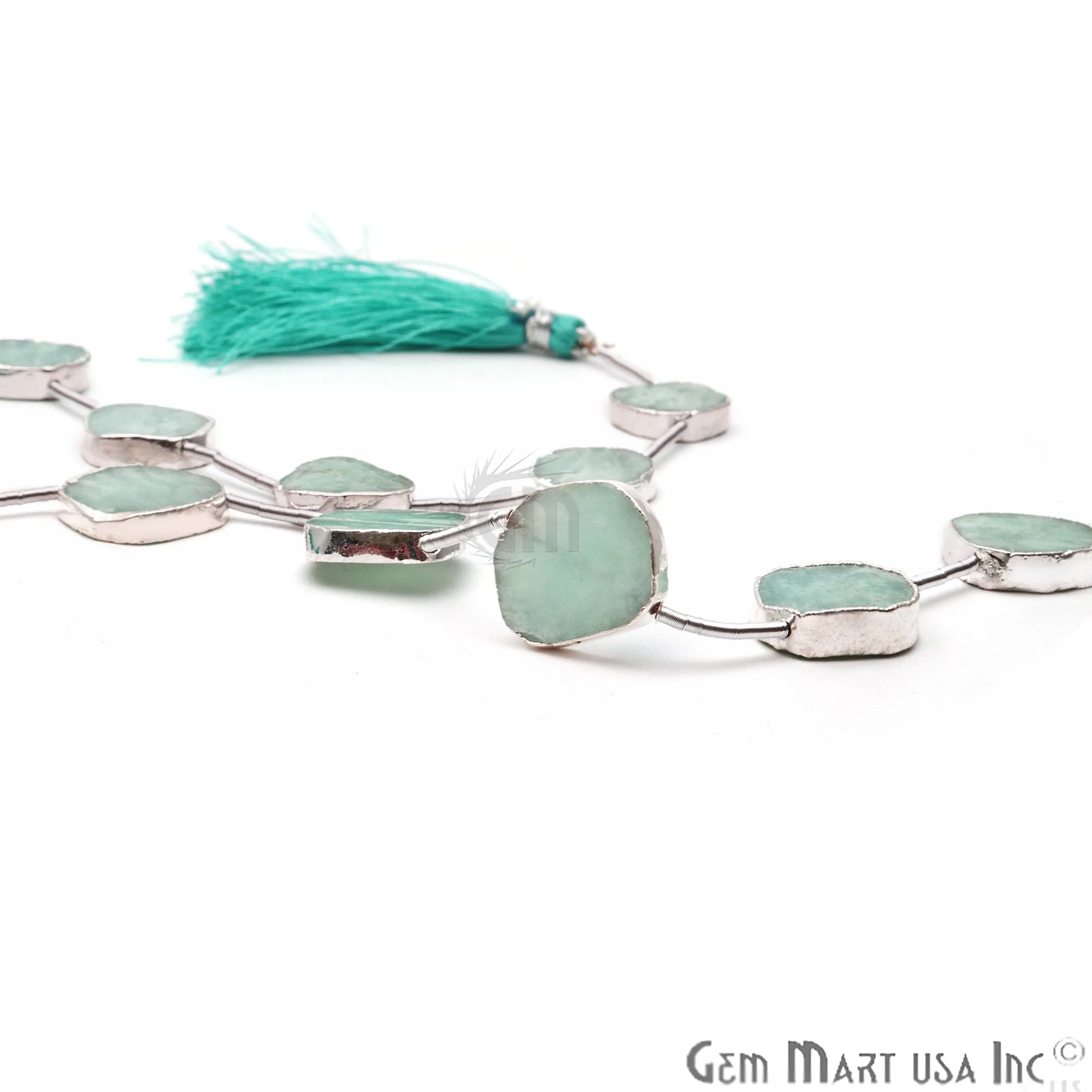 Amazonite Rough Beads, 9 Inch Gemstone Strands, Drilled Strung Briolette Beads, Free Form, 18x15mm