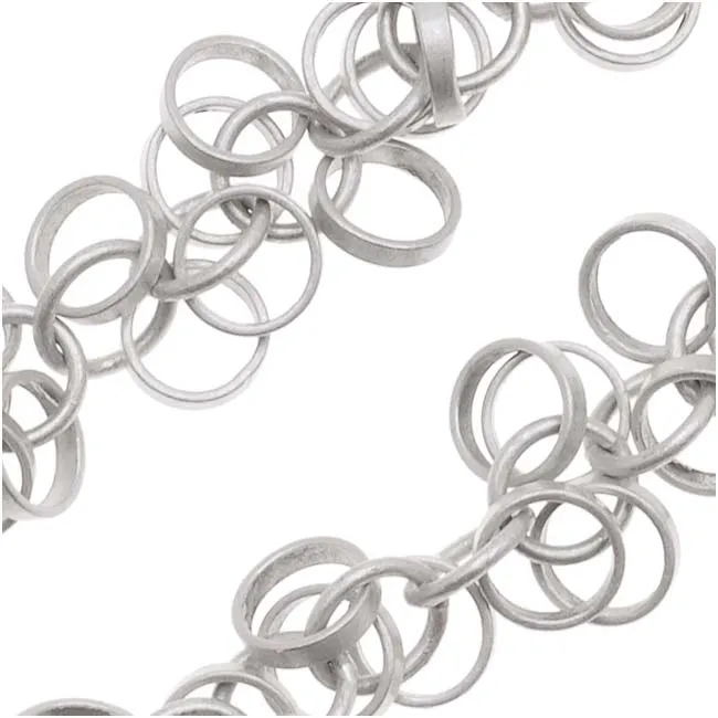 Charm Chain, Hoop Circles 5mm, Antiqued Silver Plated, by the Inch