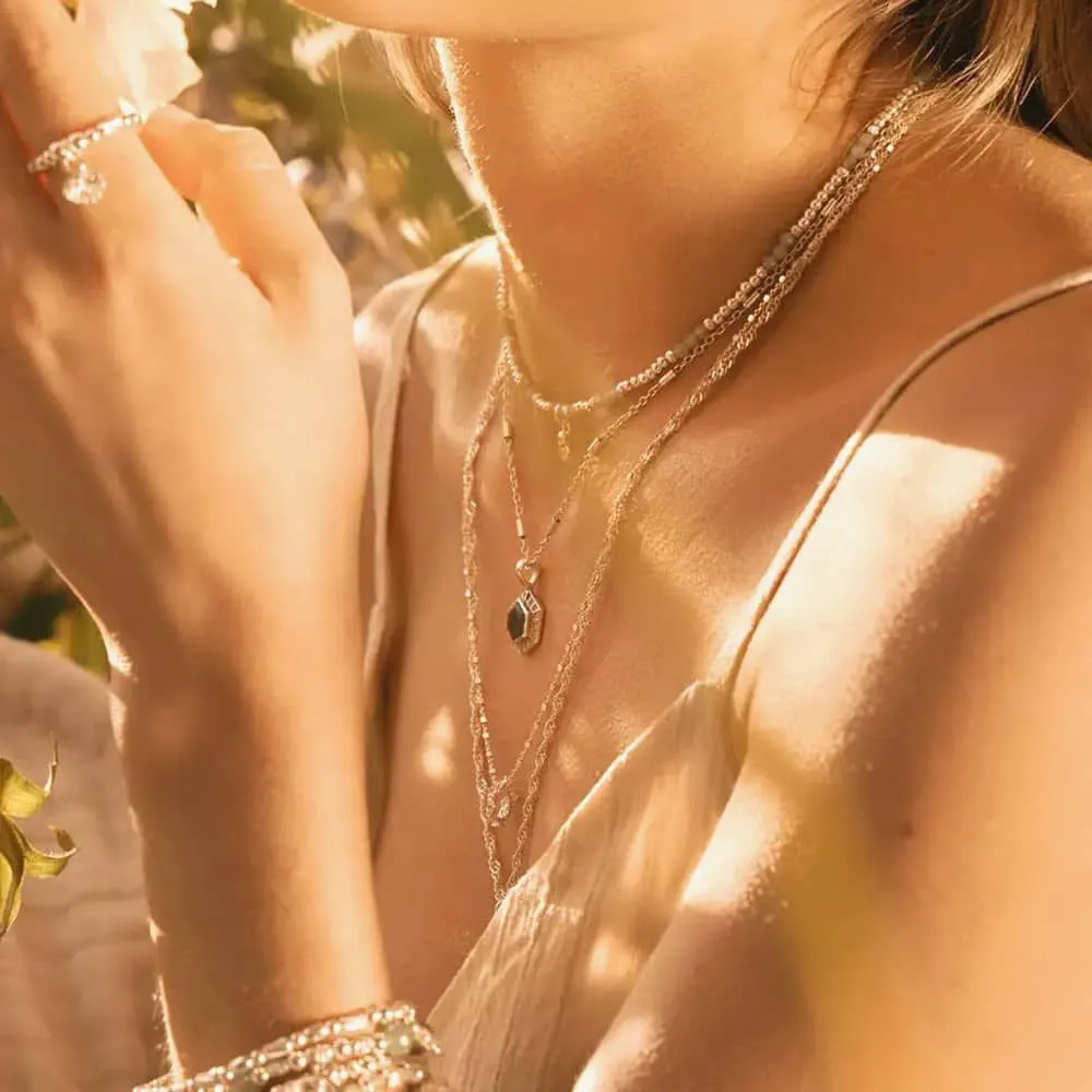CHLOBO Happiness Silver Aventurine Hexagon Necklace