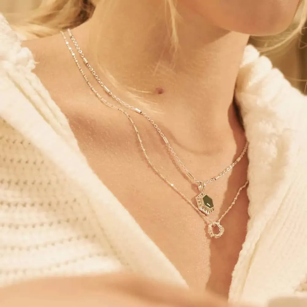 CHLOBO Happiness Silver Aventurine Hexagon Necklace