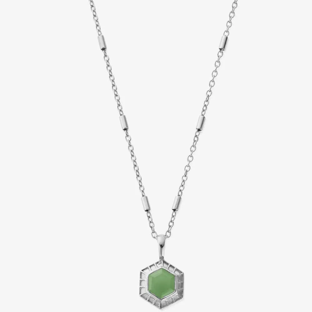 CHLOBO Happiness Silver Aventurine Hexagon Necklace
