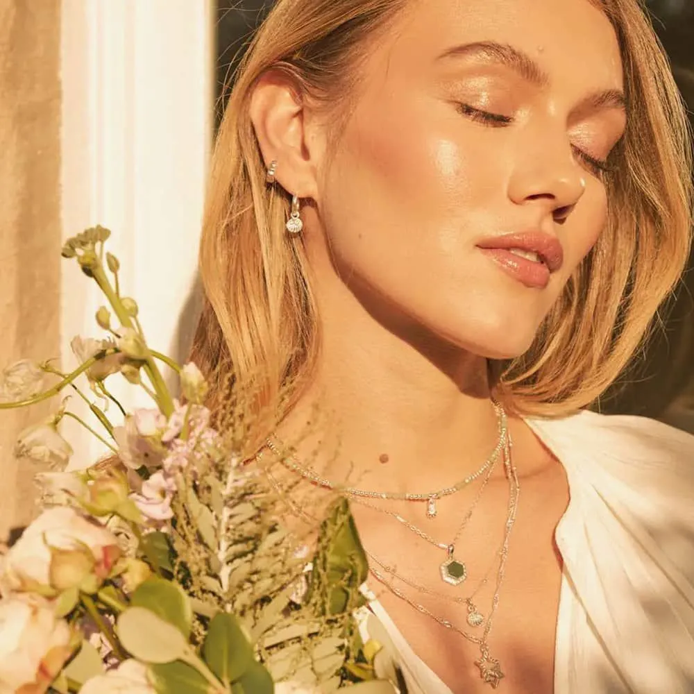 CHLOBO Happiness Silver Aventurine Hexagon Necklace