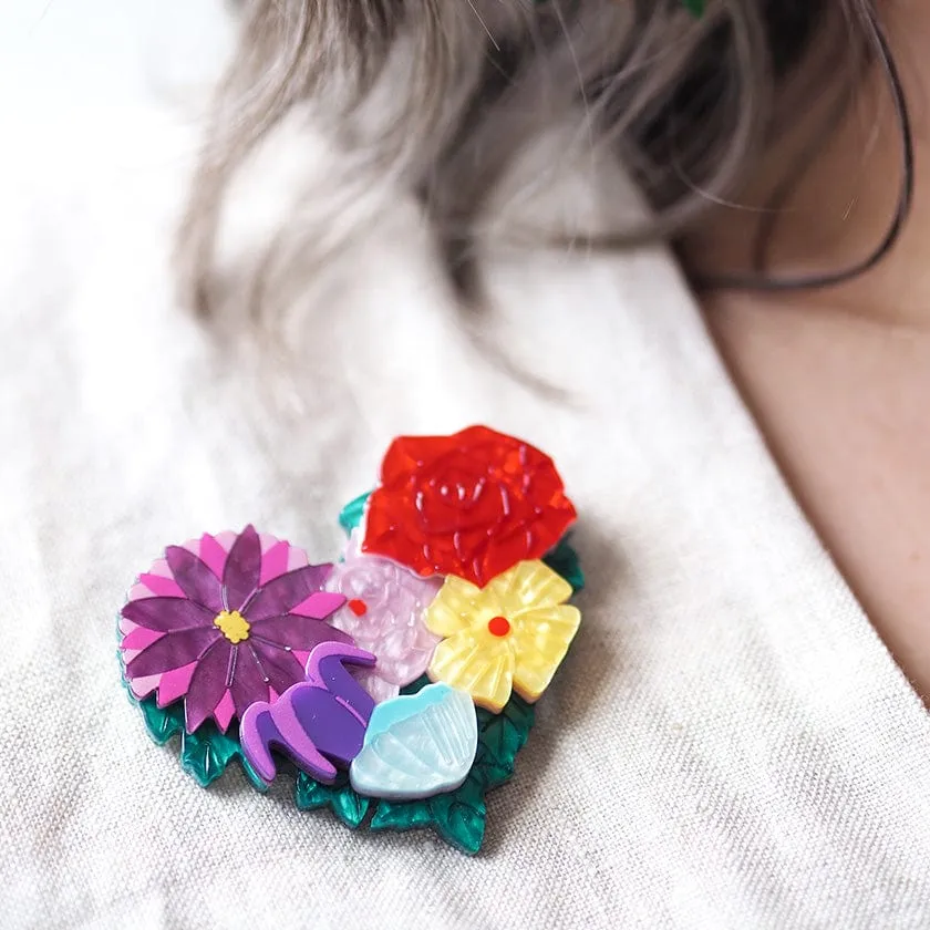 Corazon de Flores Brooch