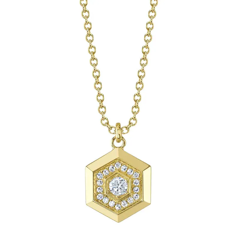 Diamond Hexagon Geo Cut Necklace