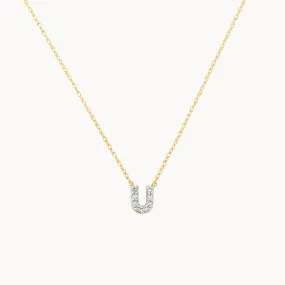Diamond Letter U Necklace in 10k Gold