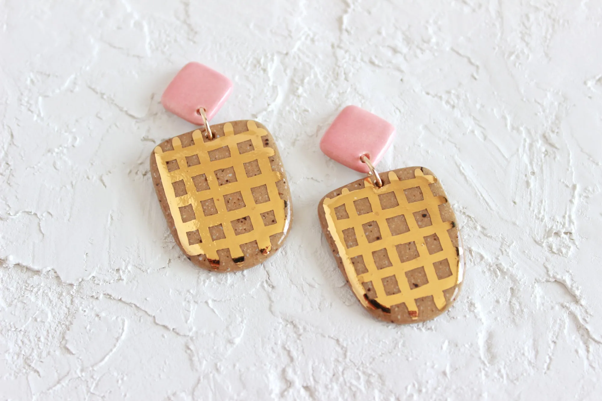 Grid Stoneware Statement Earrings