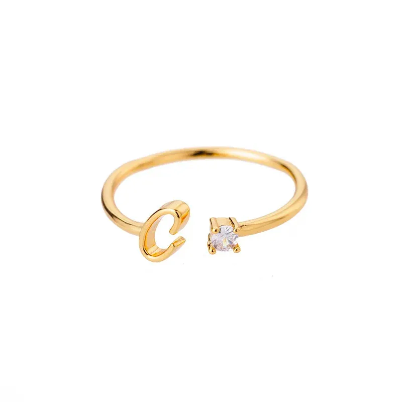Initial Adjustable Stainless Wedding Couple Accessories Gift Ring