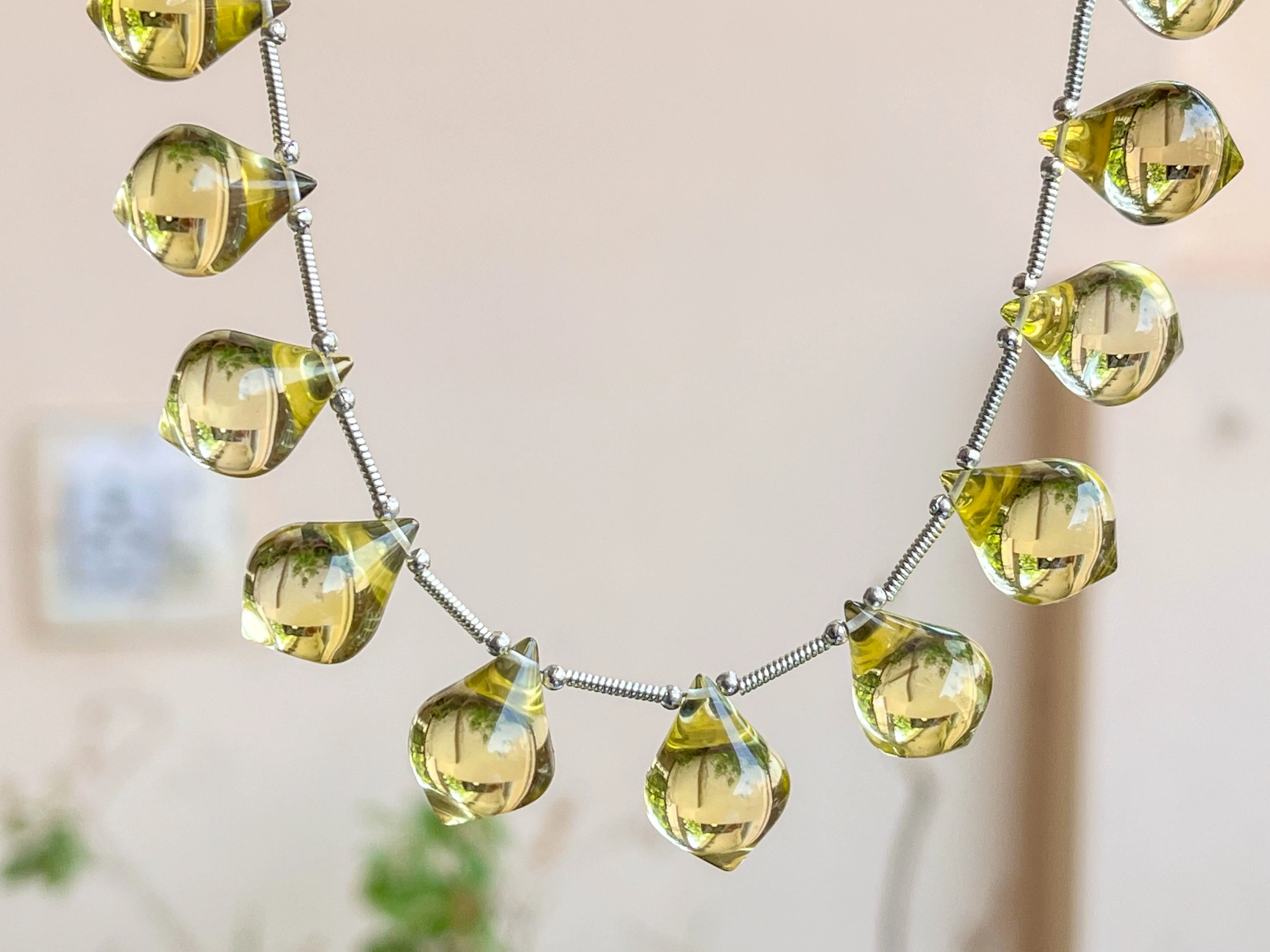 Lemon Green Gold Slanted Shape Drops