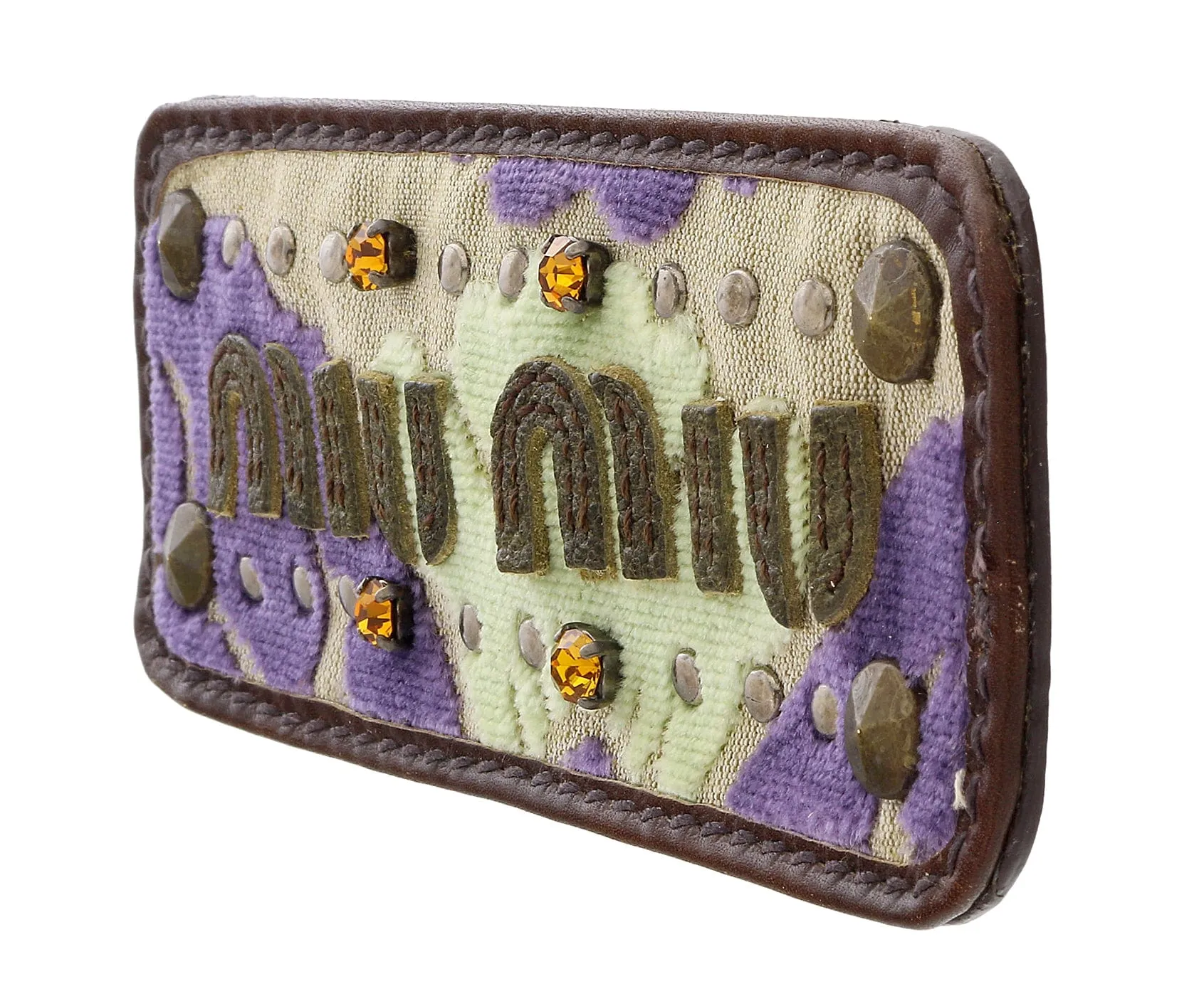 Miu Miu Amethyst Signature Embellished Brooch Pin-One Size
