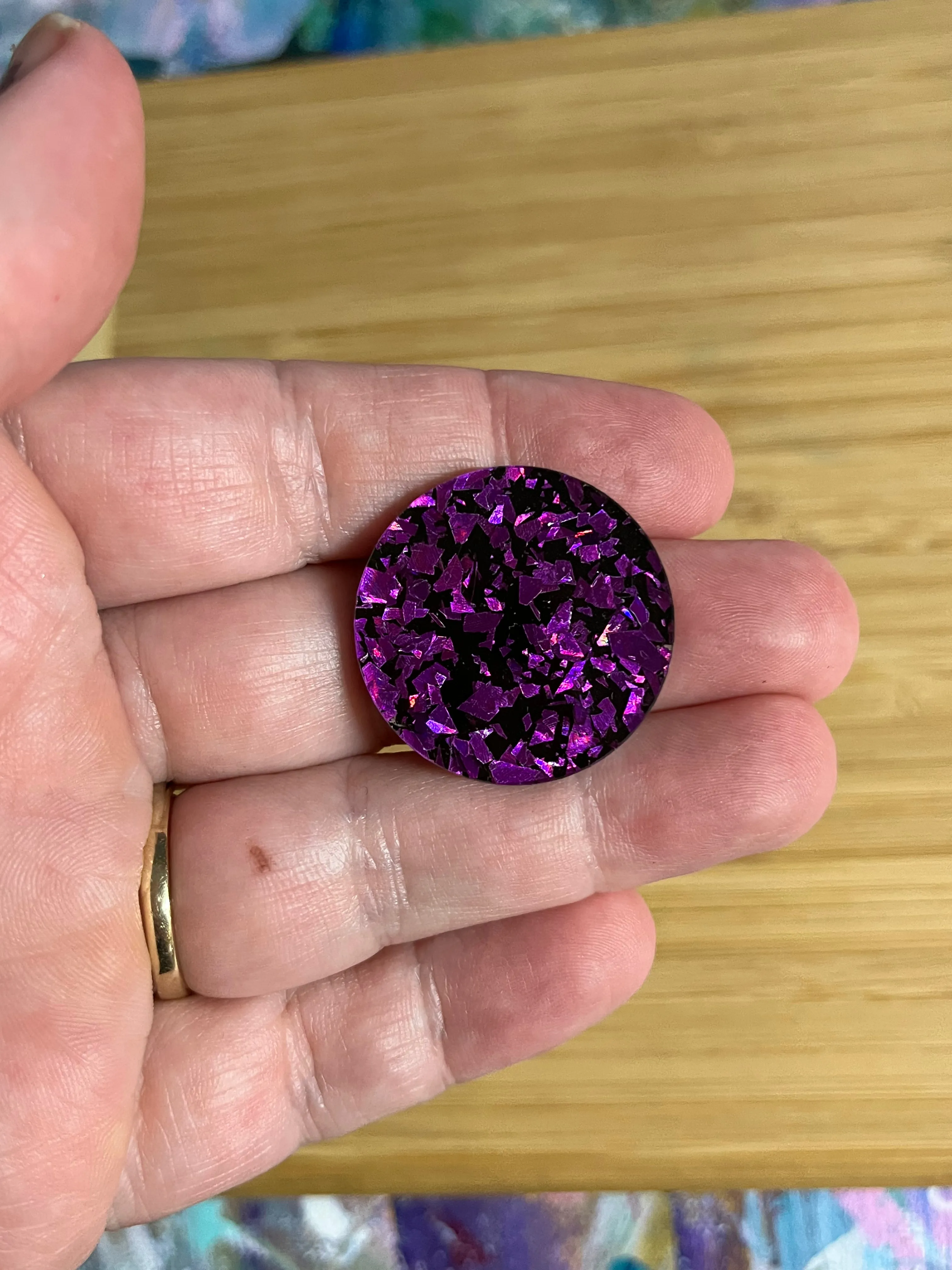 Purple holographic Statement Studs (3cms)