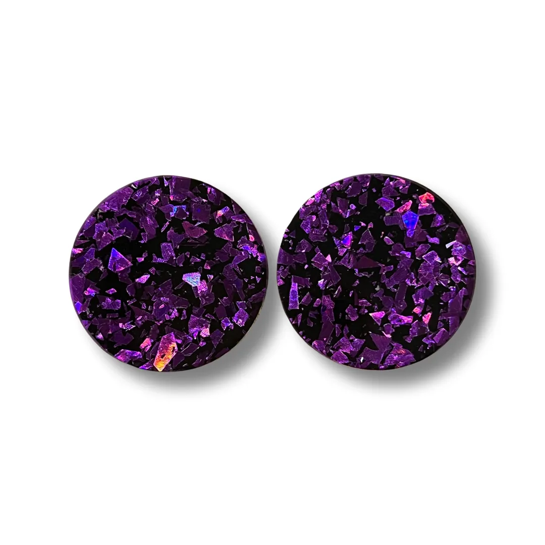Purple holographic Statement Studs (3cms)