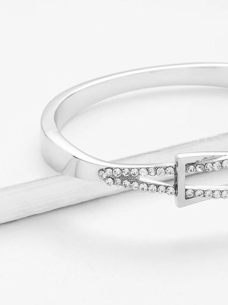 Rhinestone Inlay Spring Cuff Bangle