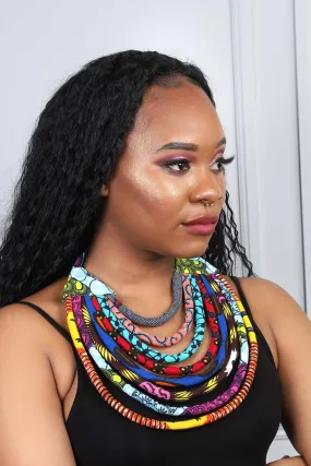 SIZIA African Print Layered Necklace