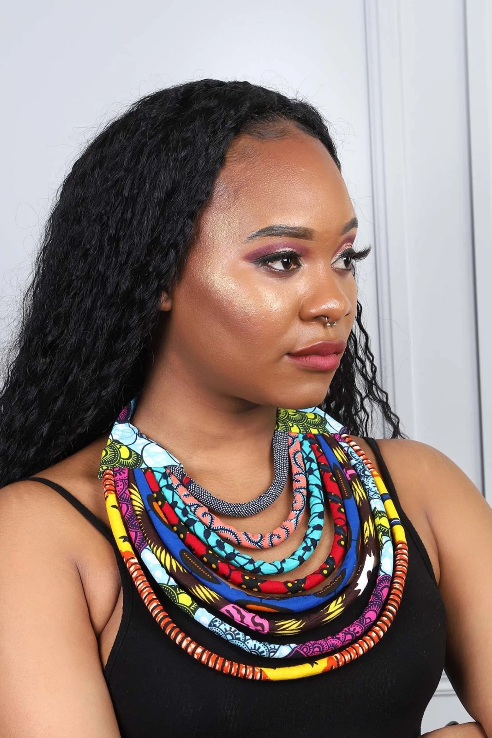 SIZIA African Print Layered Necklace