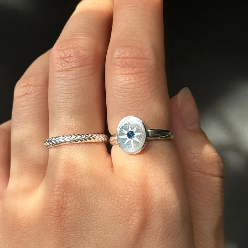 Supernova Ring, Blue Sapphire, Silver