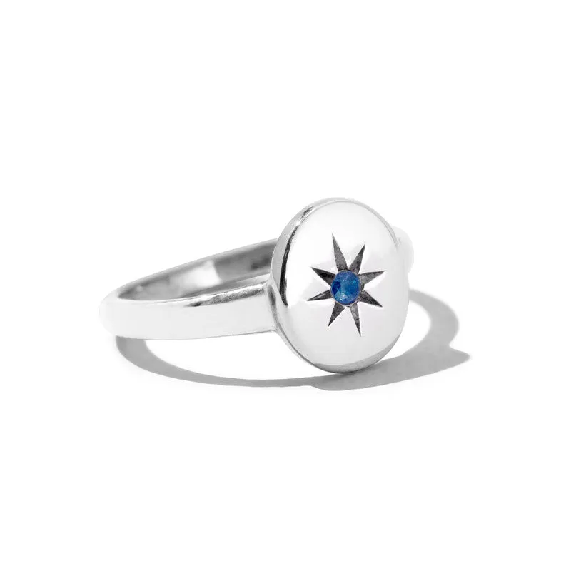 Supernova Ring, Blue Sapphire, Silver