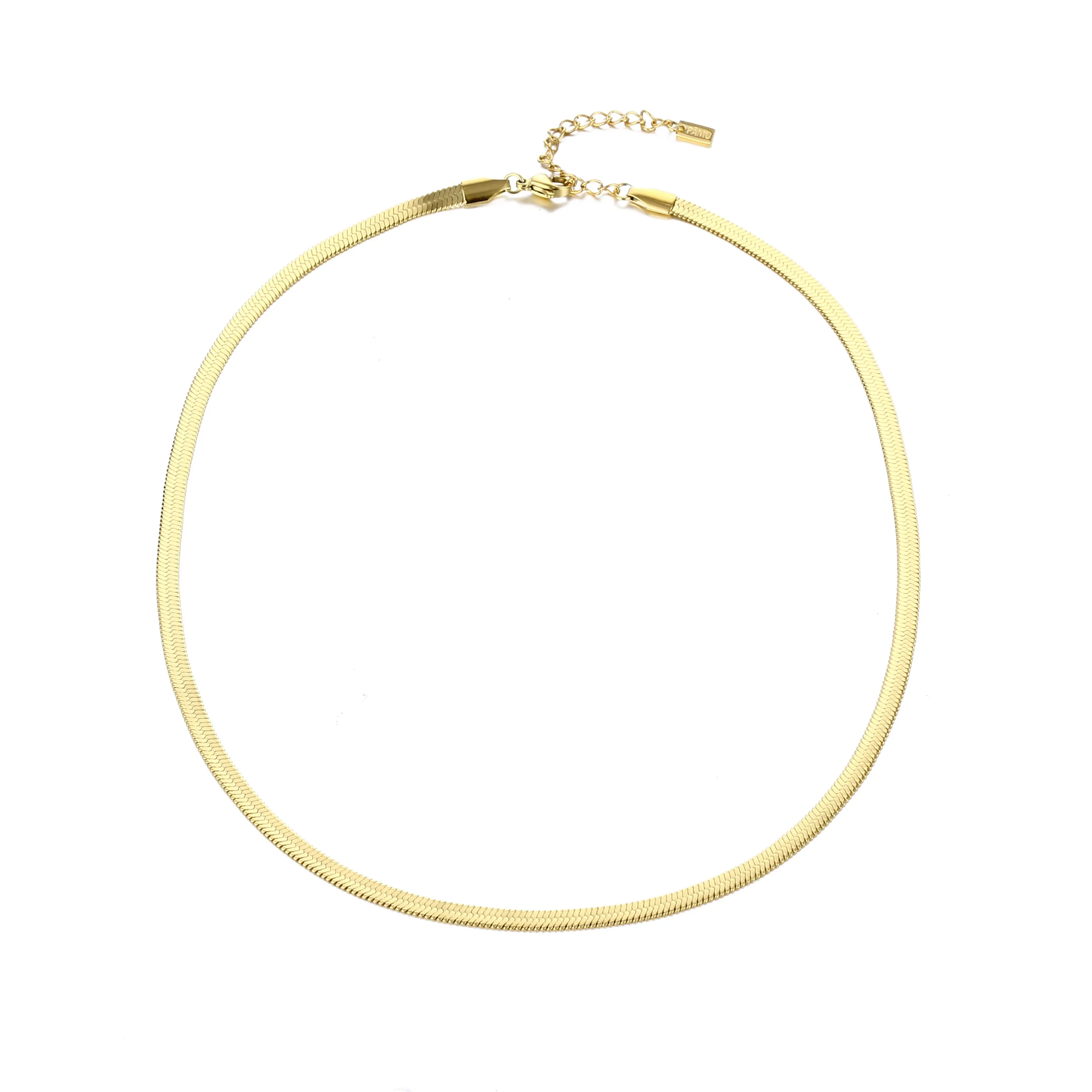 Valentina Necklace – Classic Herringbone Chain