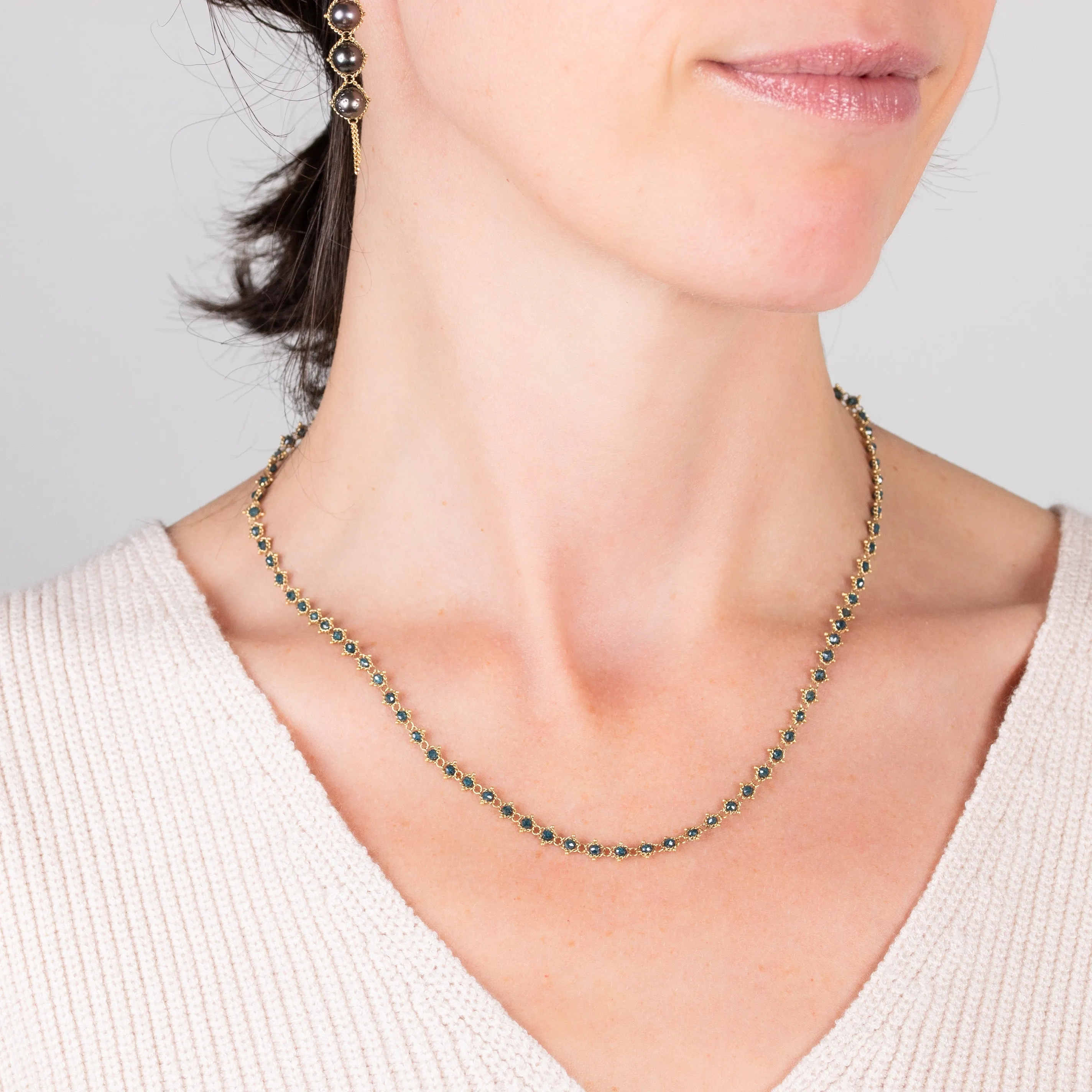 Woven Blue Diamond Necklace