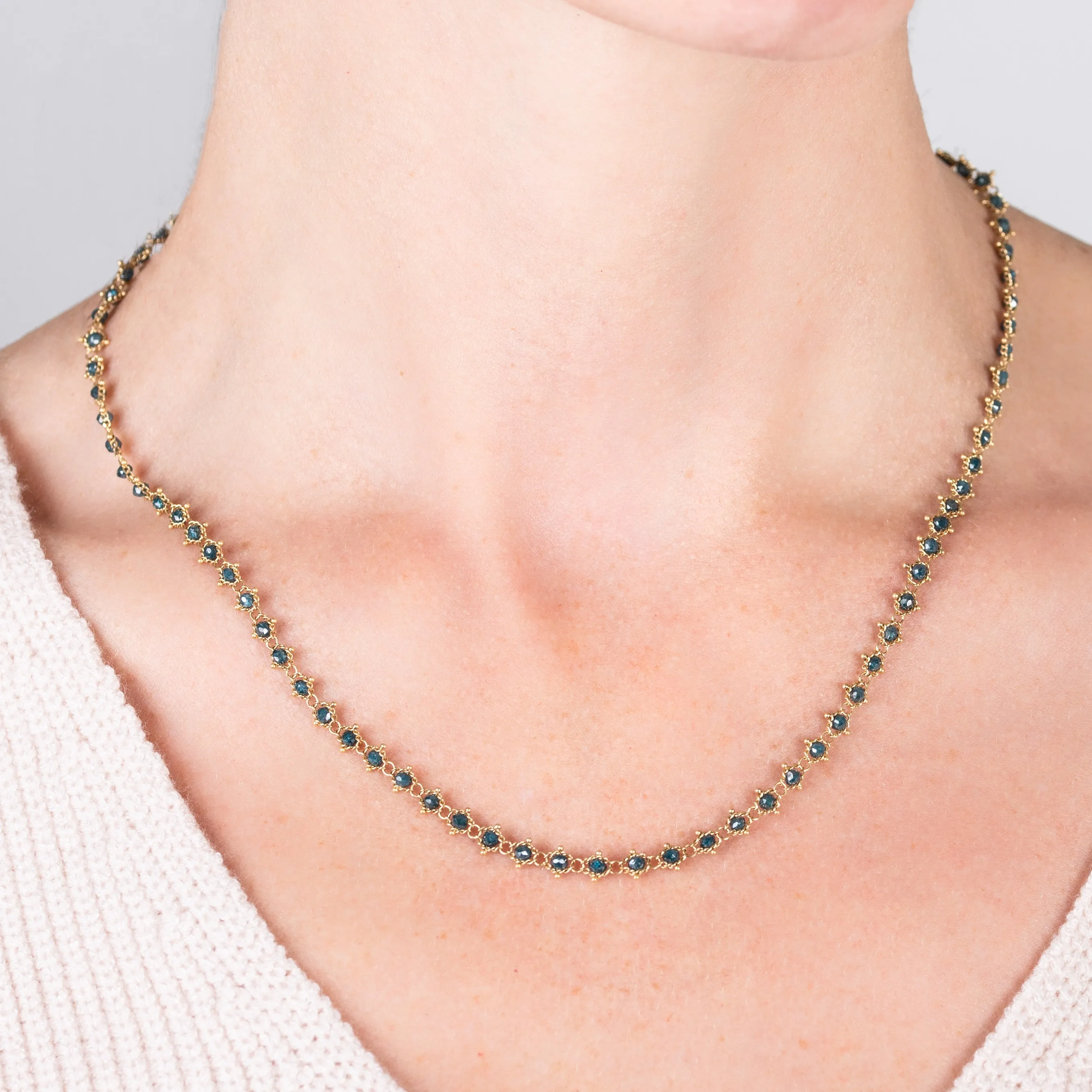 Woven Blue Diamond Necklace